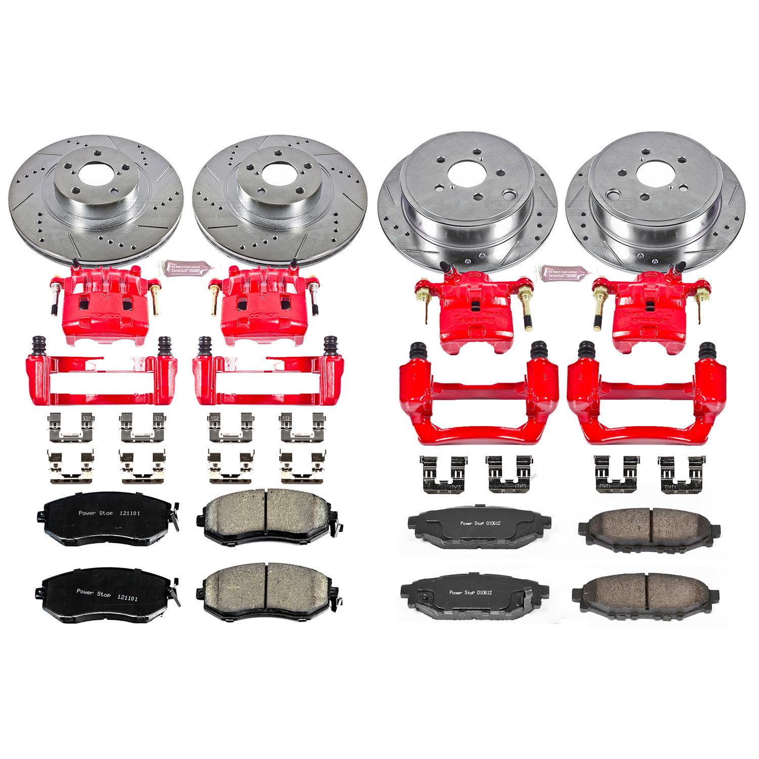 Power Stop Z23 Evolution Sport KC6083 1-Click Brake Kit with Powder Coated Calipers (Brake Pads, Drilled/Slotted Rotors)