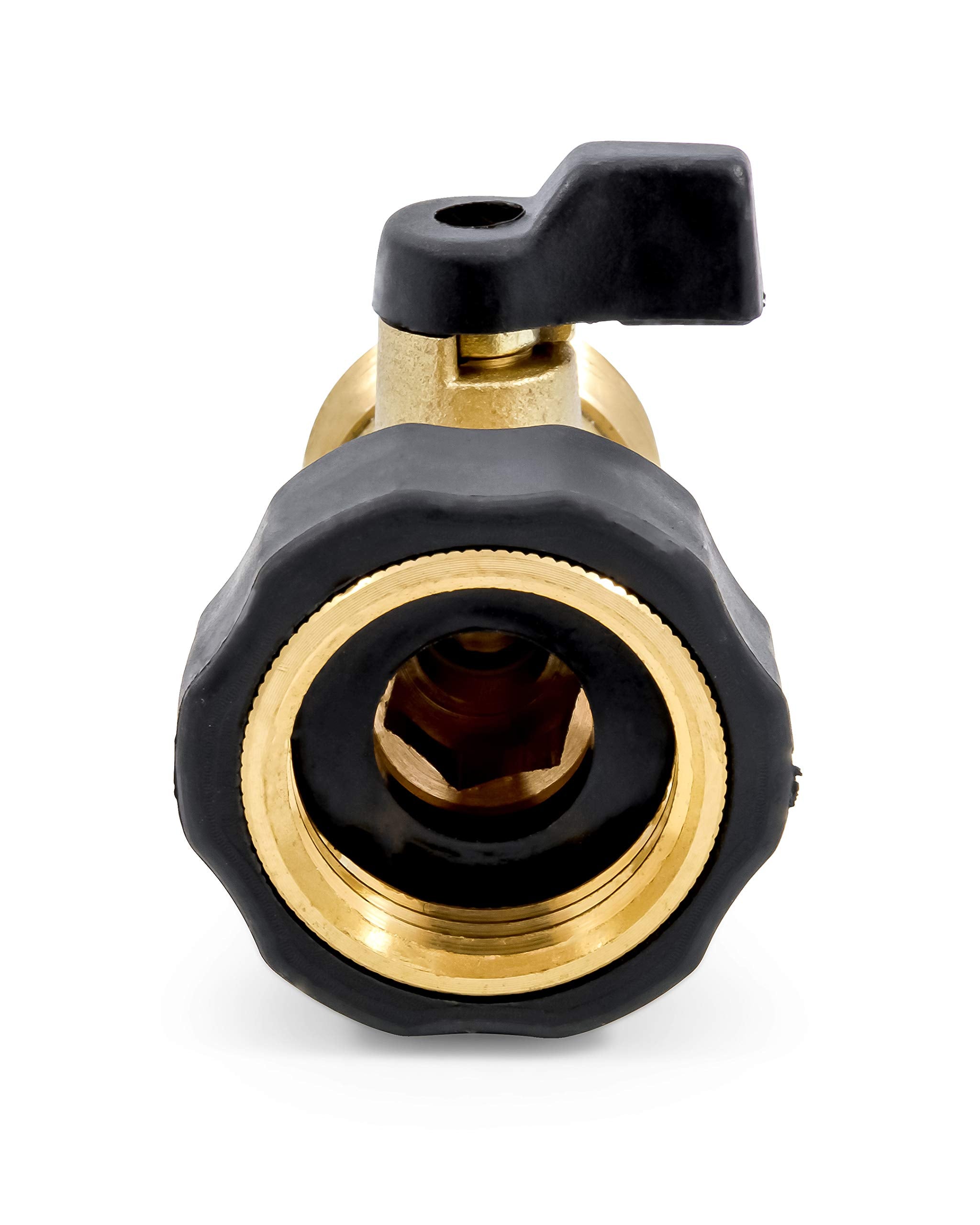 Brass Connector Camco 20222 Straight Stainless Steel Shutoff Valve and Easy Grip Handles-Easily Connects to Standard Water Hose (2022)