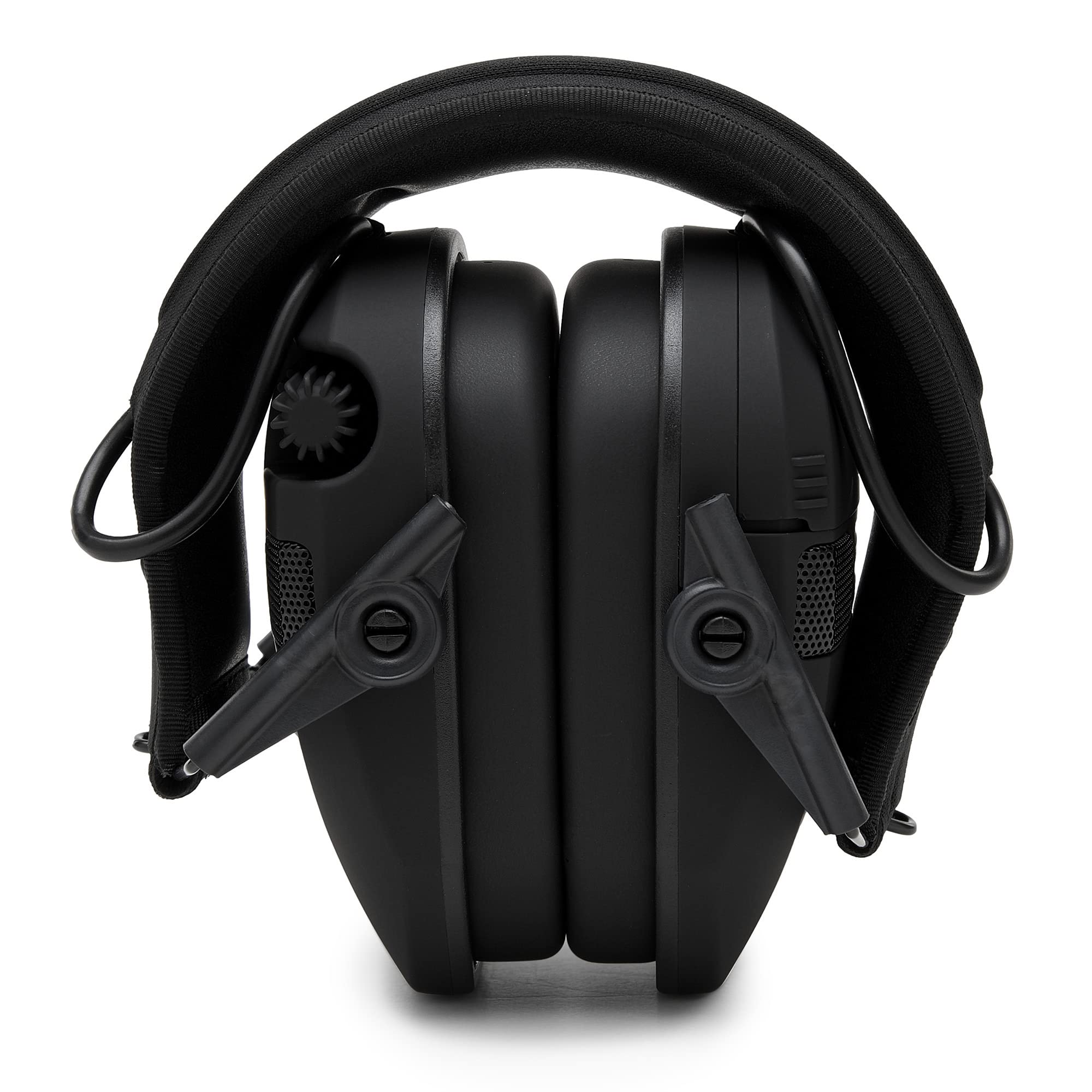 WALKER'S Quad Electronic Razor Muff w/ Bluetooth | 4 Mics 360-Degree Sound Capture 23dB NRR Hearing Protection Range Shooting Earmuffs w/ 2 AAA Batteries, Black