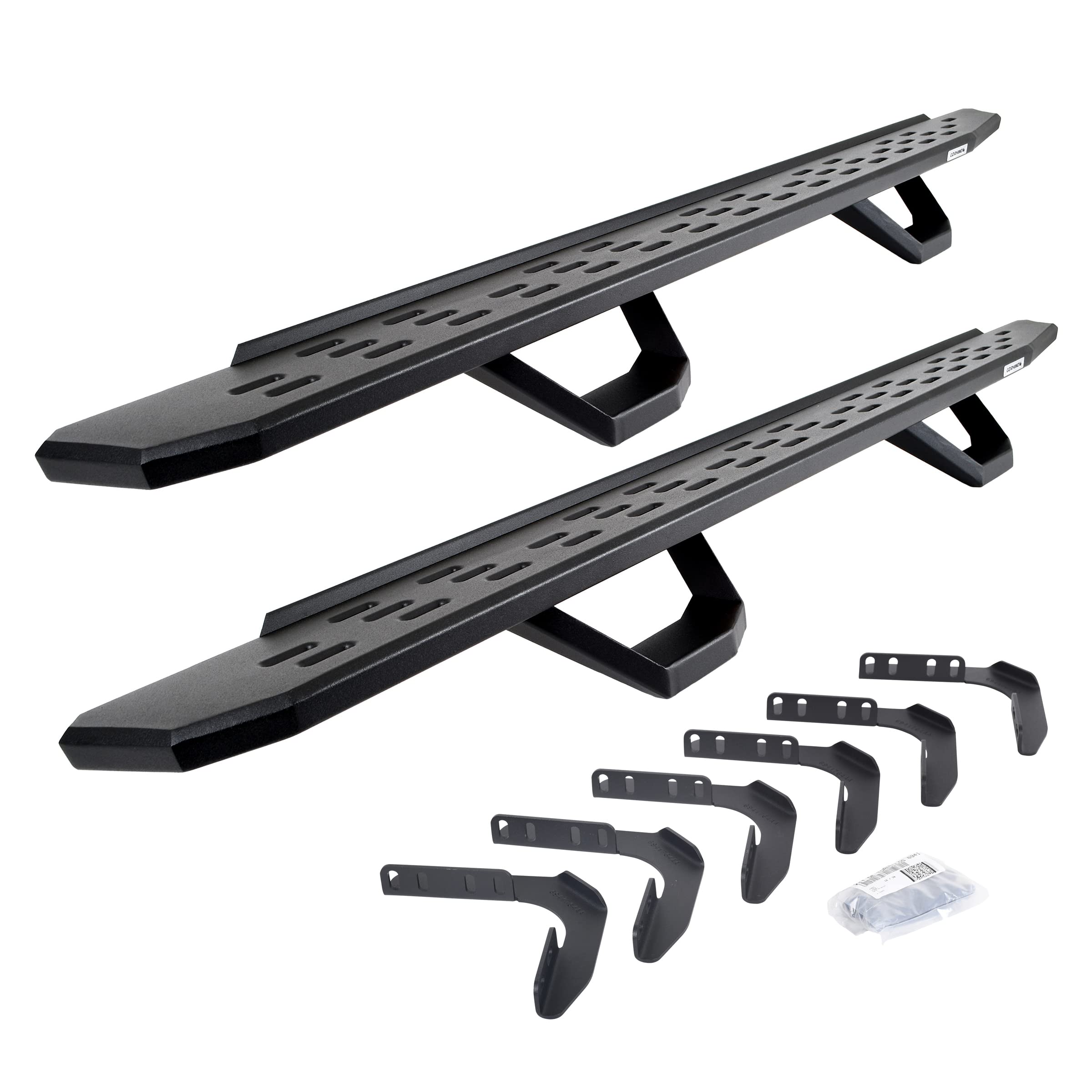 Go Rhino Running Boards RB30, Brackets, & 2 Pair of Drop Steps | Galvanized Steel, Textured Black | 6961808720PC | Fits 1999-2016 Ford F-250, F-350 Super Duty Crew Cab Pickup