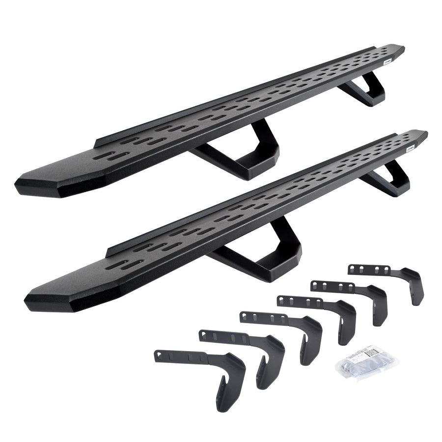 Go Rhino Running Boards RB30, Brackets, & 2 Pair of Drop Steps | Galvanized Steel, Textured Black | 6961808720PC | Fits 1999-2016 Ford F-250, F-350 Super Duty Crew Cab Pickup