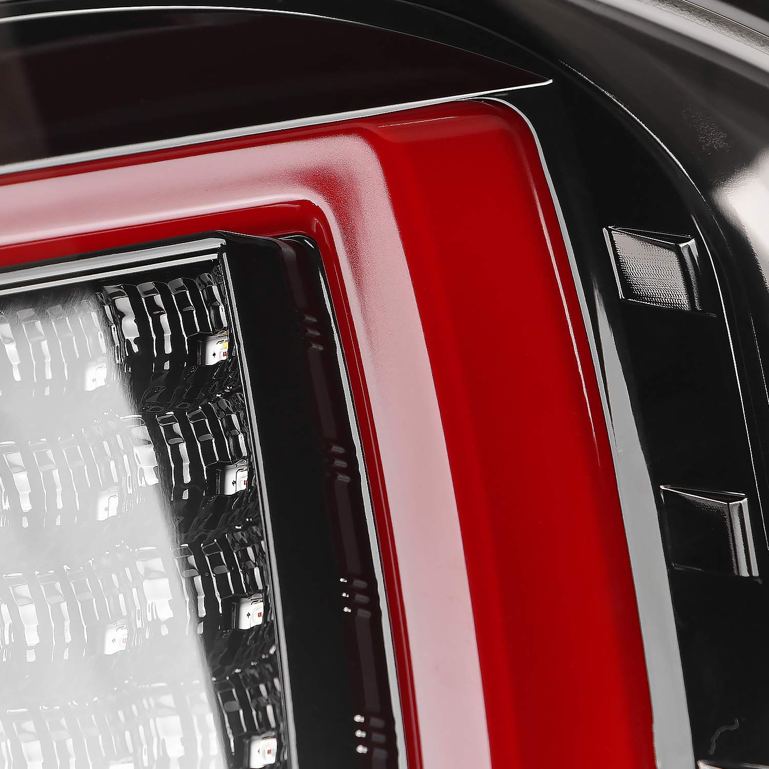 Jet Black LED Tail Lights SPEC-D TUNING w/Red LED Light Bar Compatible with 2007-2013 GMC Sierra 1500, 2007-2014 GMC Sierra 2500HD/3500HD, Left + Right Pair Assembly
