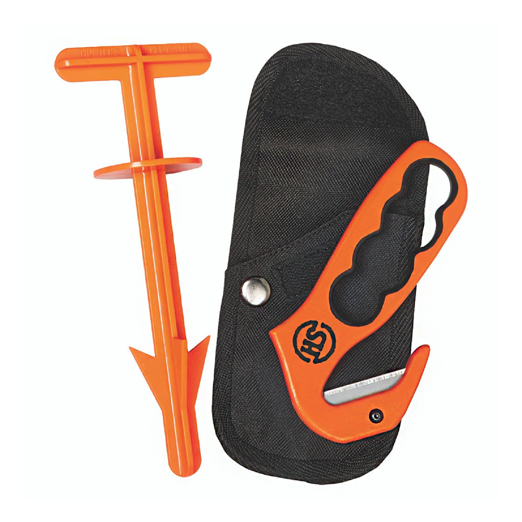 Butt Hook Combo Hunters Specialties Field Dressing Accessories - 5.7-inch Blaze-Orange Gut Hook & Butt Out 2 in Black Pouch