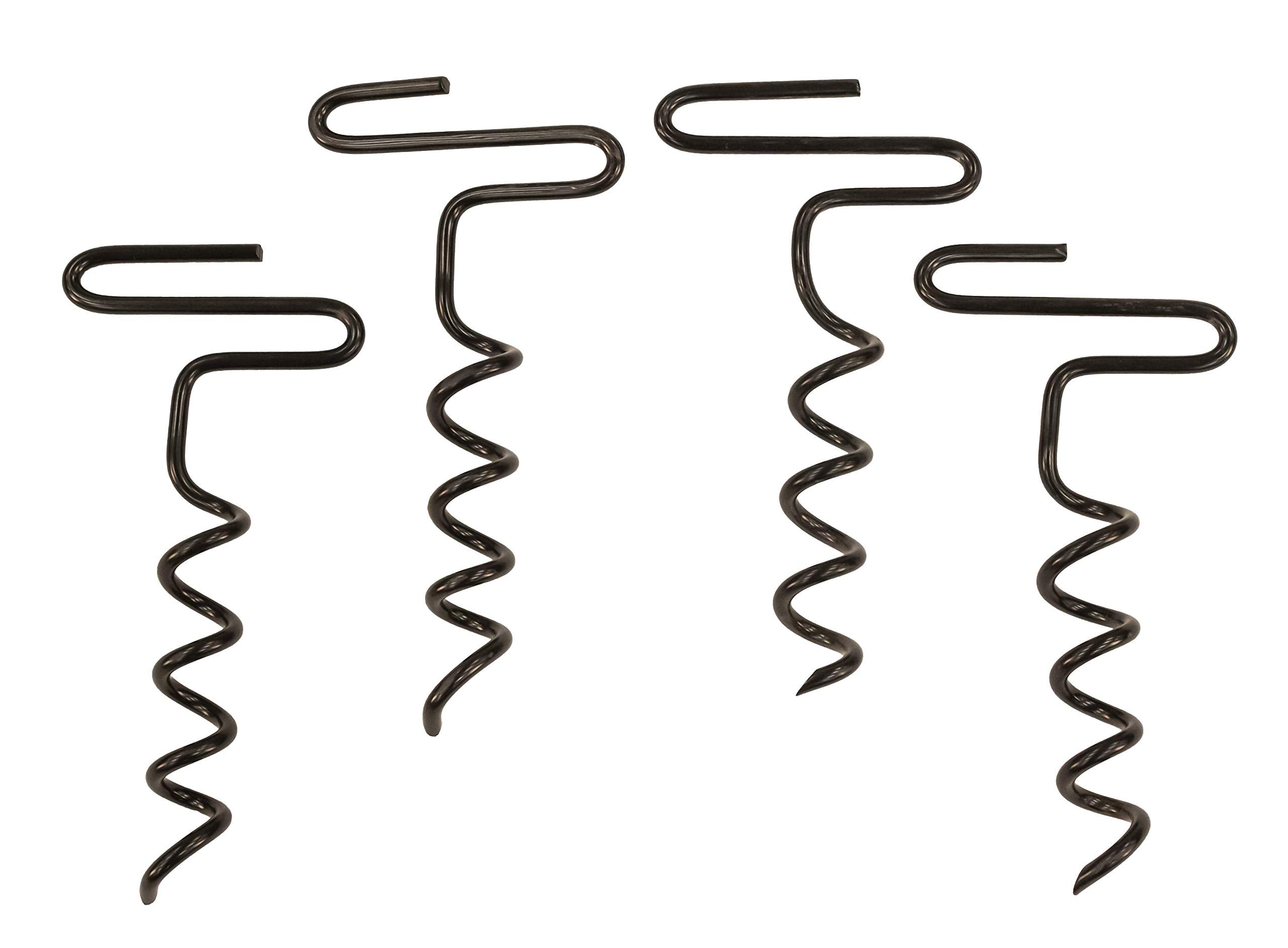 OUTDOORS RHINO Auger Stakes, Heavy Duty Tent Stakes for Blinds and Tarps, 4-Pack,Silver