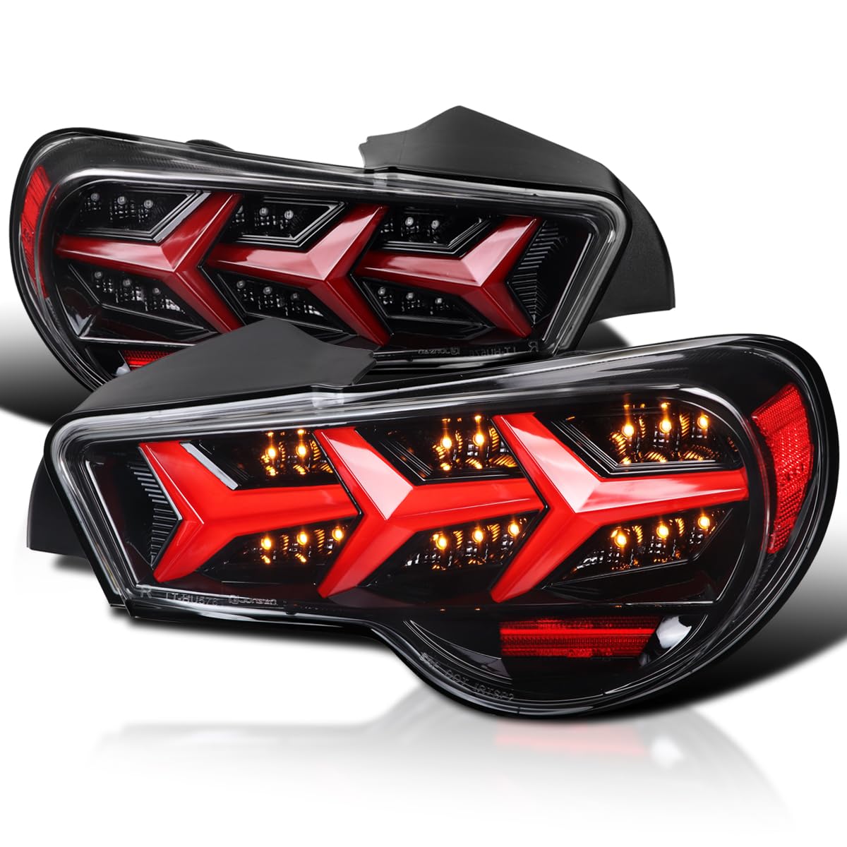 Jet Black LED Tail Lights+Sequential LED Signal SPEC-D TUNING Compatible with 2013-2016 Scion FR-S, 2013-2016 Subaru BRZ, Left + Right Pair Assembly