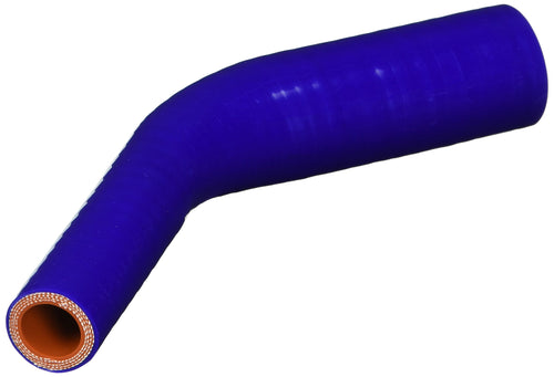 HPS Silicone High Temperature HTSER45-075-125-BLUE 4-ply Reinforced 45 degree Elbow Reducer Coupler Hose, 100 PSI Maximum Pressure, 4" Leg Length on each side, 3/4" > 1-1/4" ID, Blue