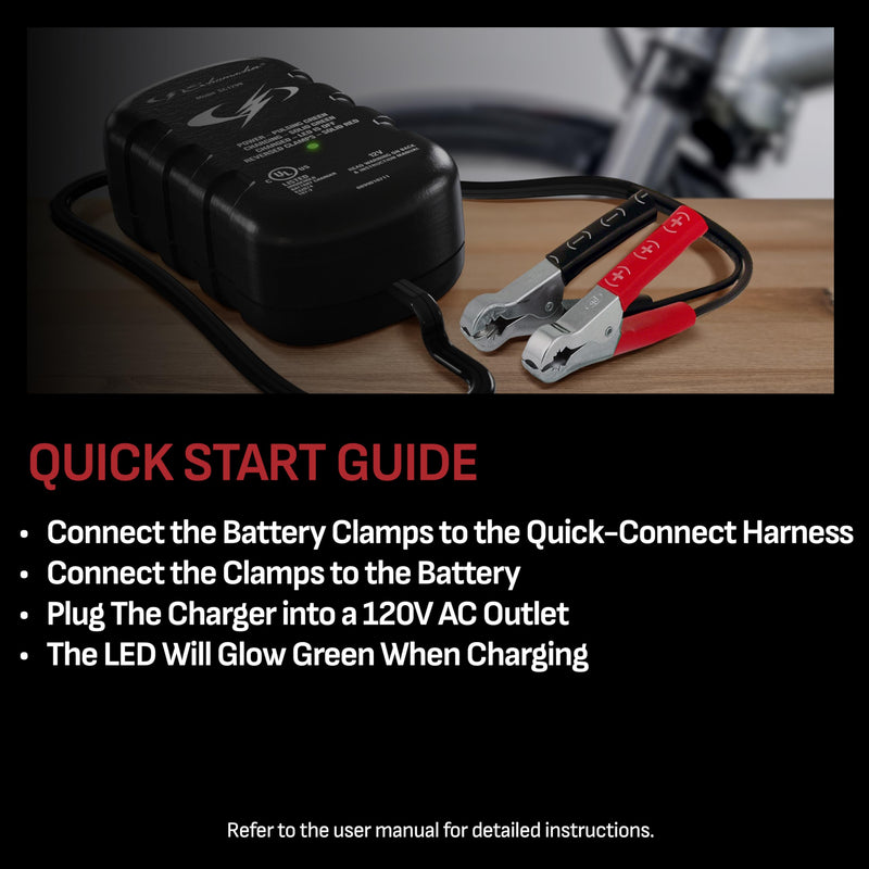 0.8A Schumacher Electric Car Battery Charger and Maintainer, 2-in-1 Solution, for 12V Power Sport, Automotive, and Marine Batteries, SC1299