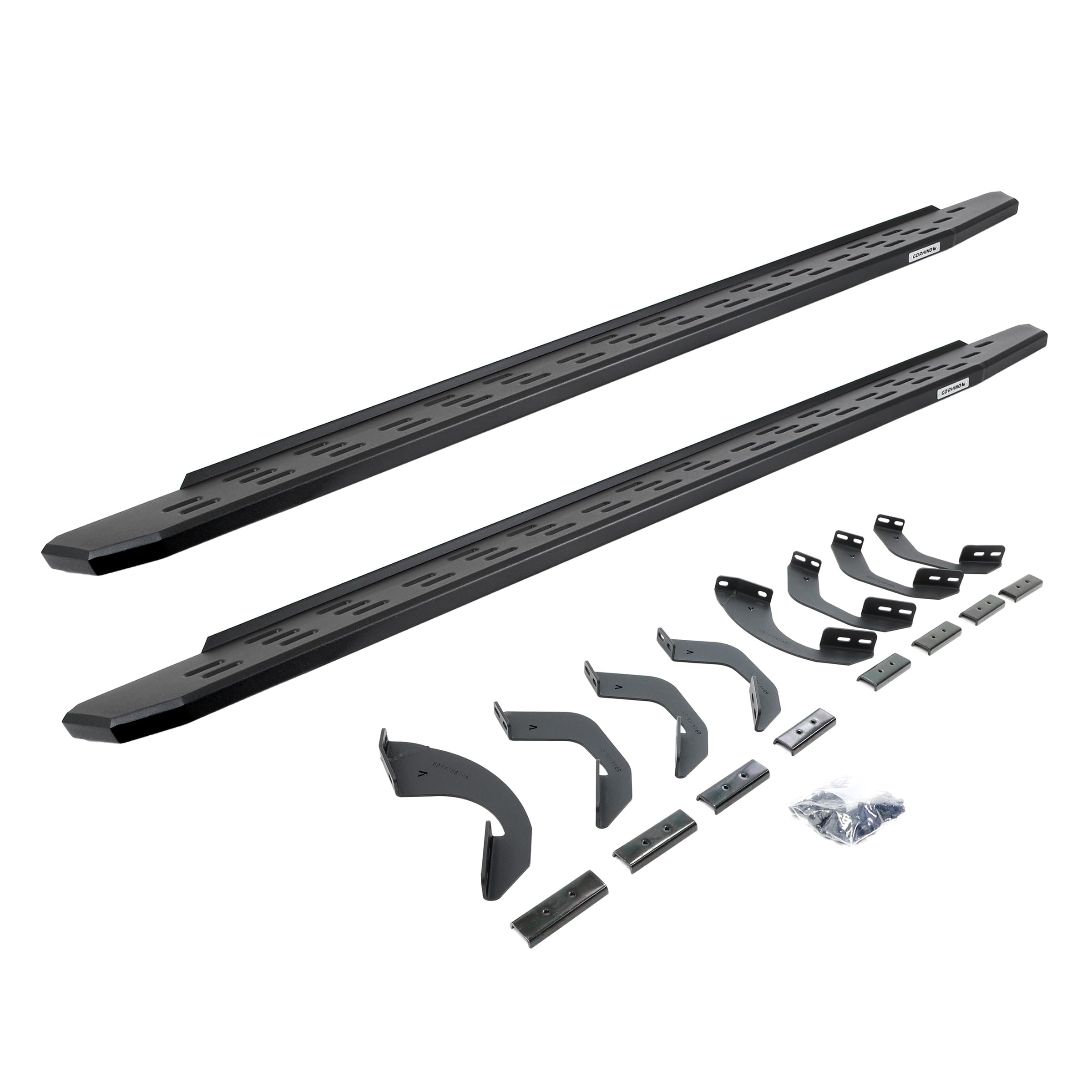 RB30 Running Boards & Brackets Go Rhino | Galvanized Steel, Textured Black | 69643973PC | Fits 2023-2024 Toyota Sequoia