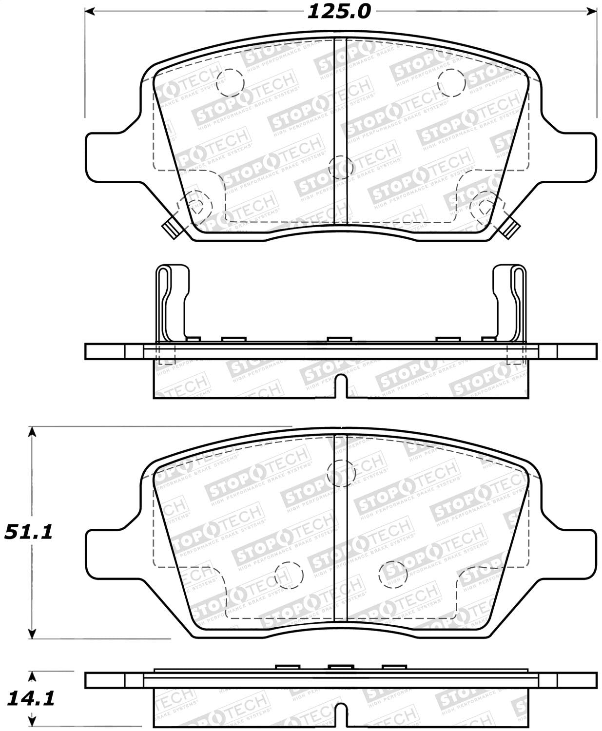 Rear StopTech 308.10930 Brake Pads with Shims and Hardware