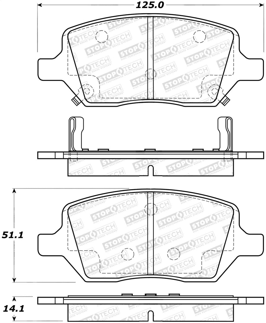 Rear StopTech 308.10930 Brake Pads with Shims and Hardware