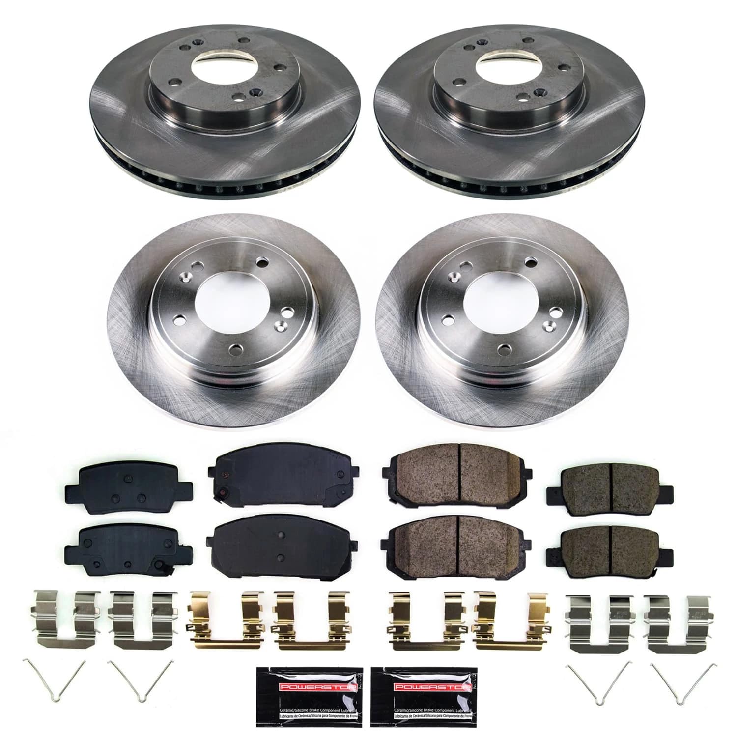 Power Stop Front and Rear KOE9169 Brake Pads and Rotors Stock Replacement Brake Kit Autospecialty For Hyundai Elantra 2021-2023 [Application Specific]