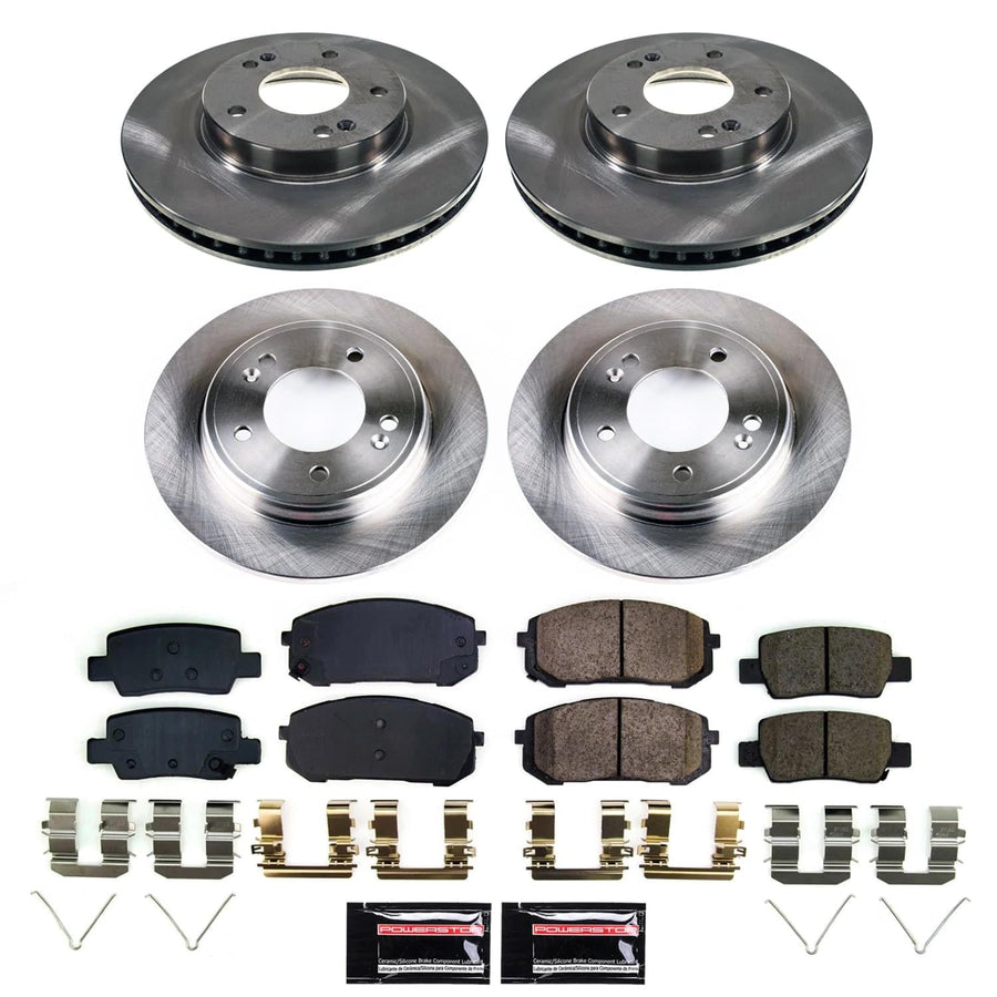 Power Stop Front and Rear KOE9169 Brake Pads and Rotors Stock Replacement Brake Kit Autospecialty For Hyundai Elantra 2021-2023 [Application Specific]