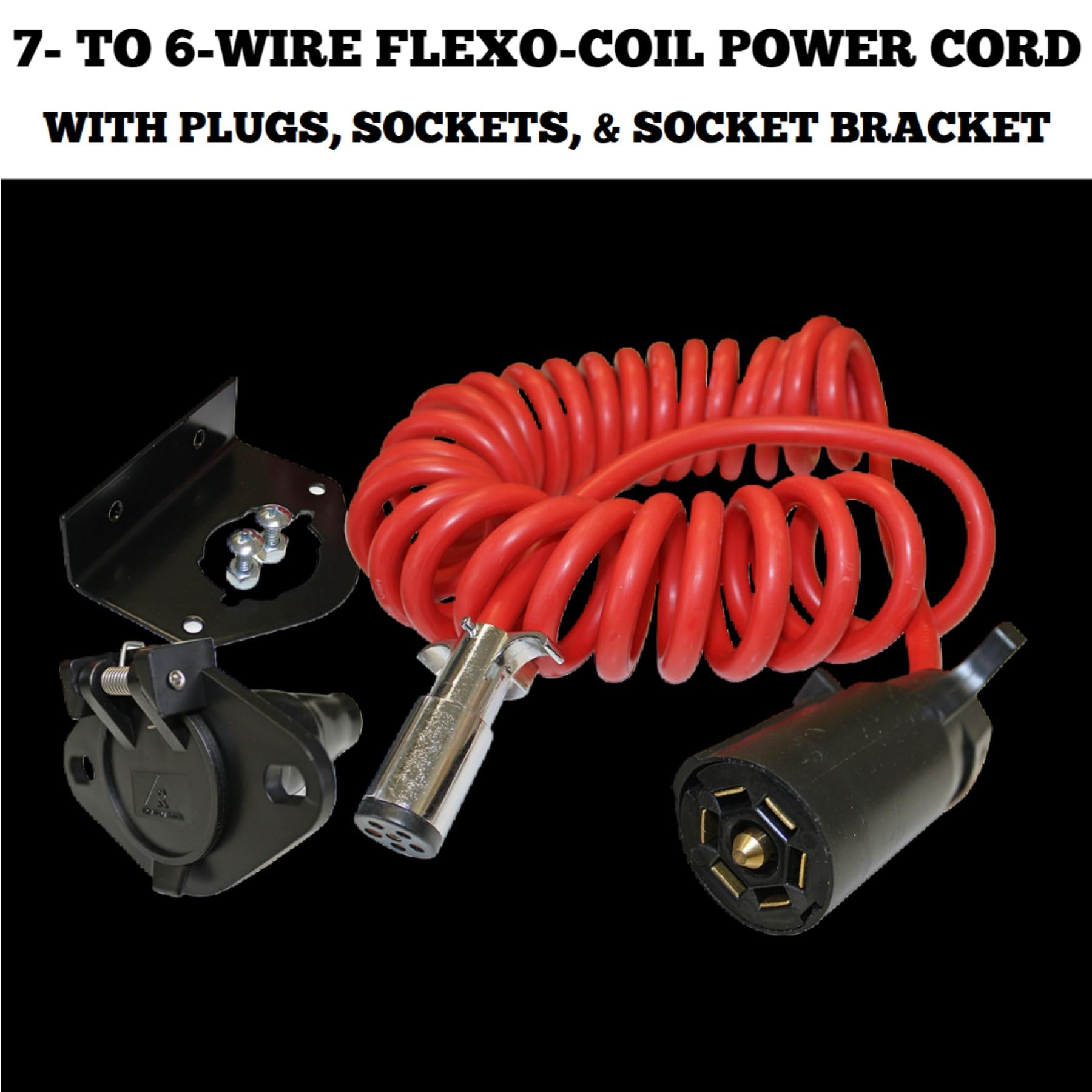 Flexo-Coil Roadmaster 146-7 Power Cords Compatible with Motorhomes with 6-7 Way Sockets | Durable Coil Design Provides Reliable Electrical Connection Between Motorhome & Towed Vehicle