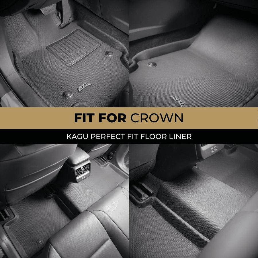 3D MAXpider Kagu Custom Fit Floor Mat (Black) Compatible with Toyota Crown 2023-2026 - Full Set