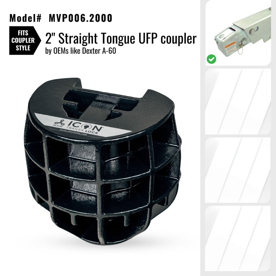 Altor Trailer Lock ICON for 2 inch couplers | Secures high Value Utility Trailers/Travel Trailers/RV/Boat/Toy Haulers