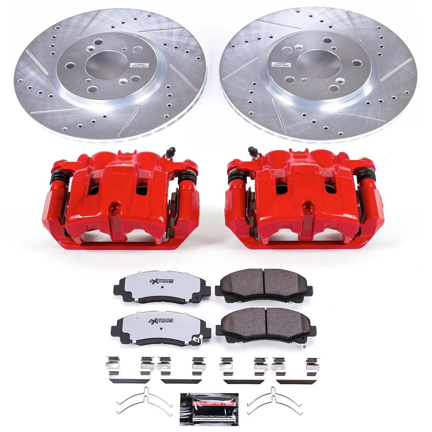 Power Stop Rotor, Pad and Caliper Brake Kit KC5939-36 For Honda Ridgeline 2012-2014 [Model Specific]