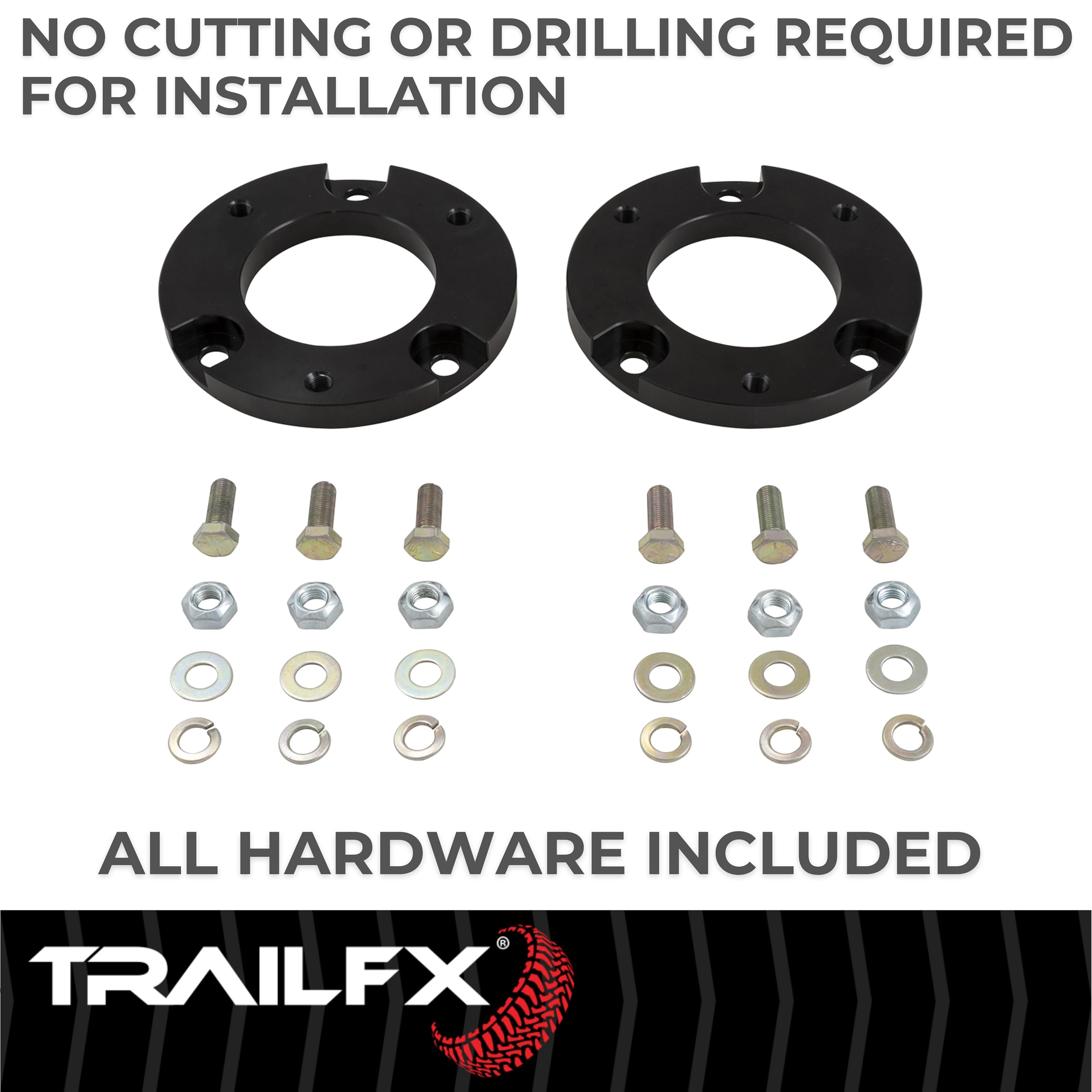 TrailFX F15LL2 Leveling Kit for Ford F-150 2015-2024 Billet Aluminum 1.5 Inch Strut Spacer Includes Installation Hardware