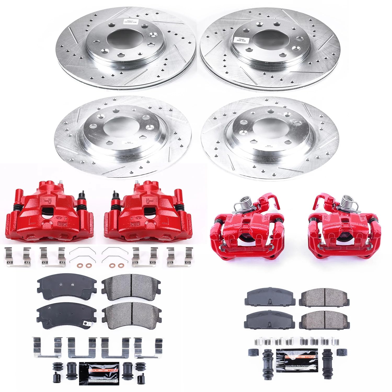 Power Stop Z23 Evolution Sport Front & Rear Brake Caliper Kit- Brake Pads, Brake Rotors and Brake Calipers For Mazda 6 2003-2005 [Model Specific]