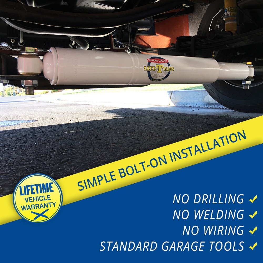 RV Steering Stabilizer Safe-T-Plus 41-180 White (RV Steering Control, RV Safety, Truck Steering Stabilizer)