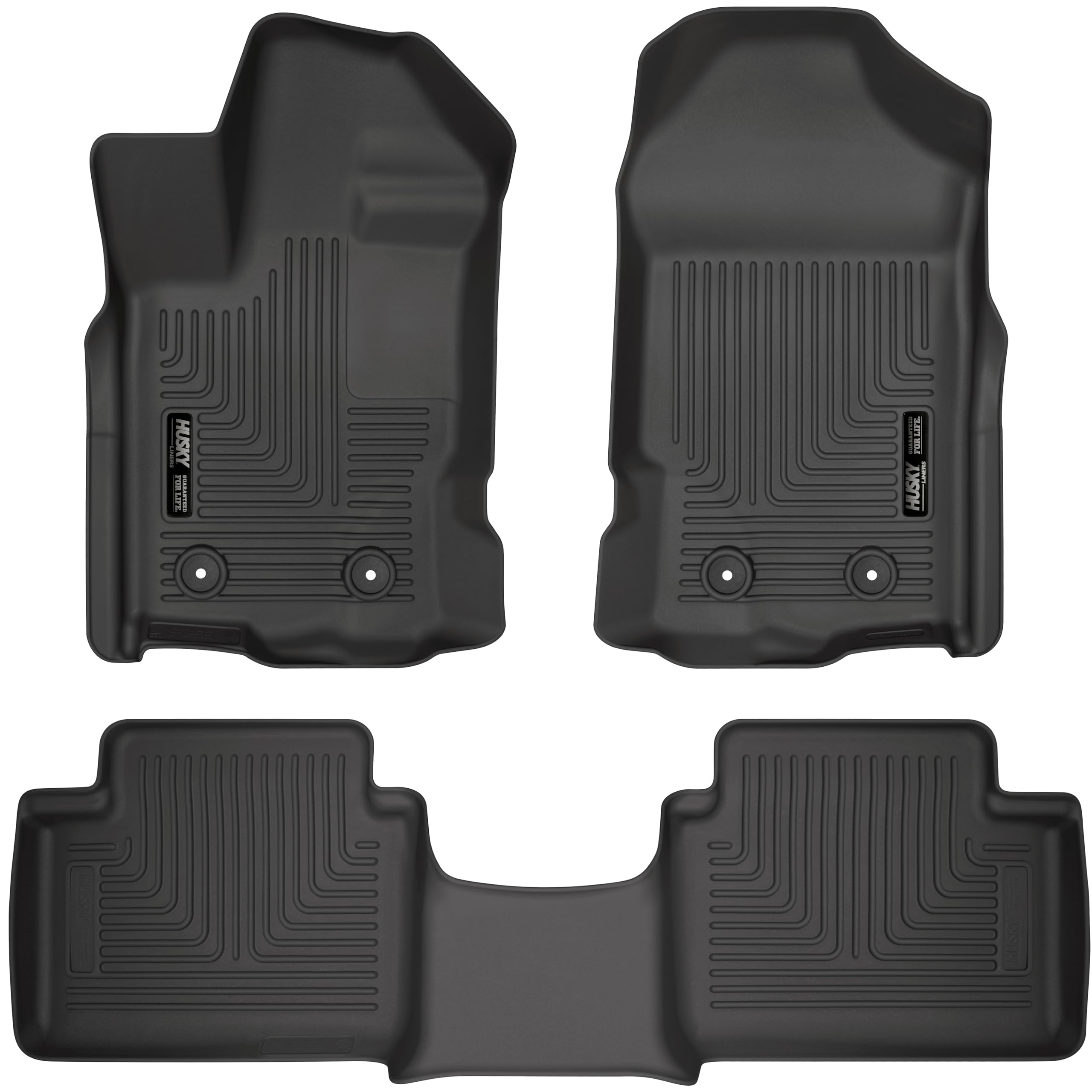 Husky Liners Floor Mats Weatherbeater | Fits 2019-2023 Ford Ranger, SUPERCAB ONLY | Front & 2nd Row, 3-pc Black - 93801
