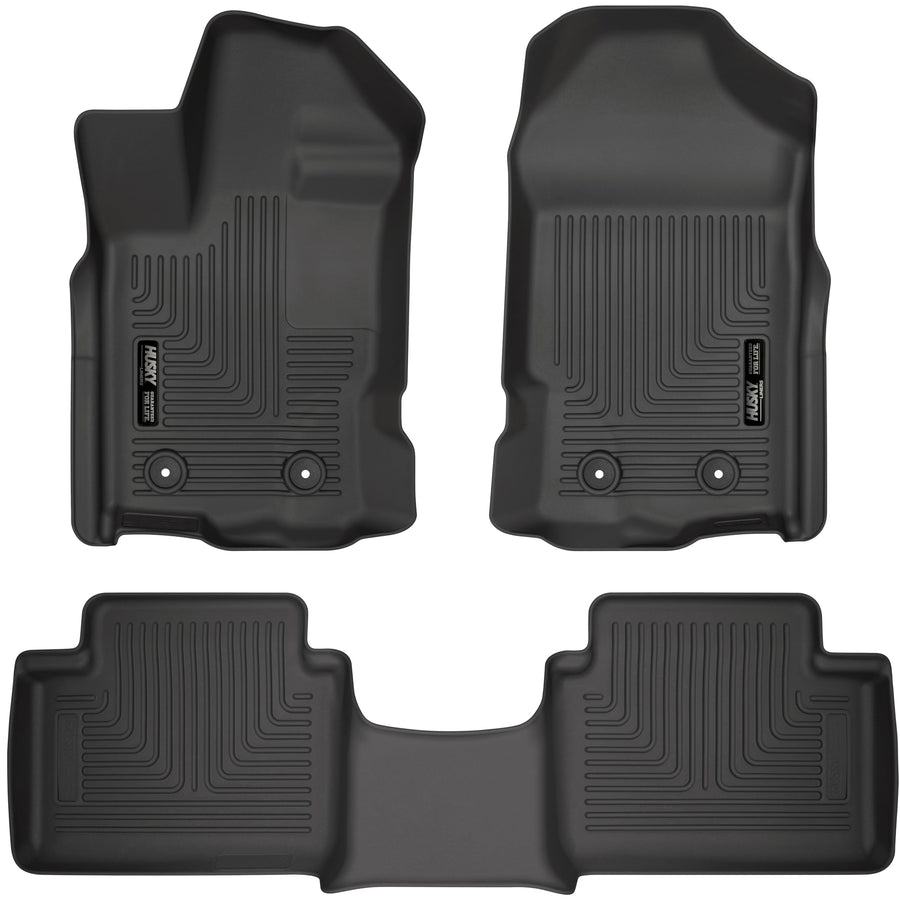 Husky Liners Floor Mats Weatherbeater | Fits 2019-2023 Ford Ranger, SUPERCAB ONLY | Front & 2nd Row, 3-pc Black - 93801