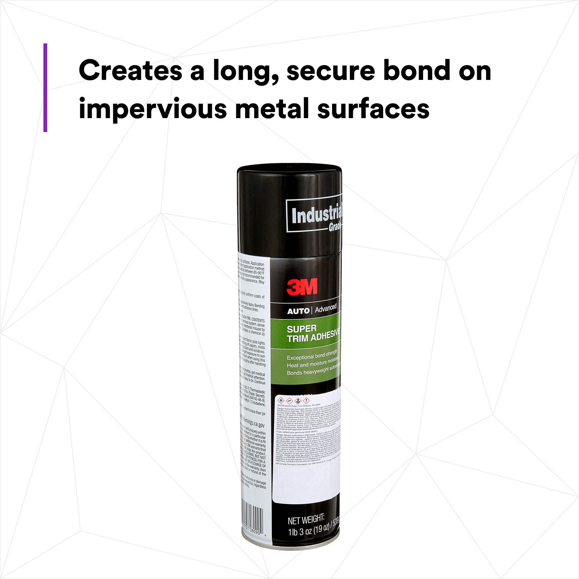 3M Super Trim Adhesive 08090, Lightweight, Clear Color, Long Bonding, Easy To Apply, 19 oz