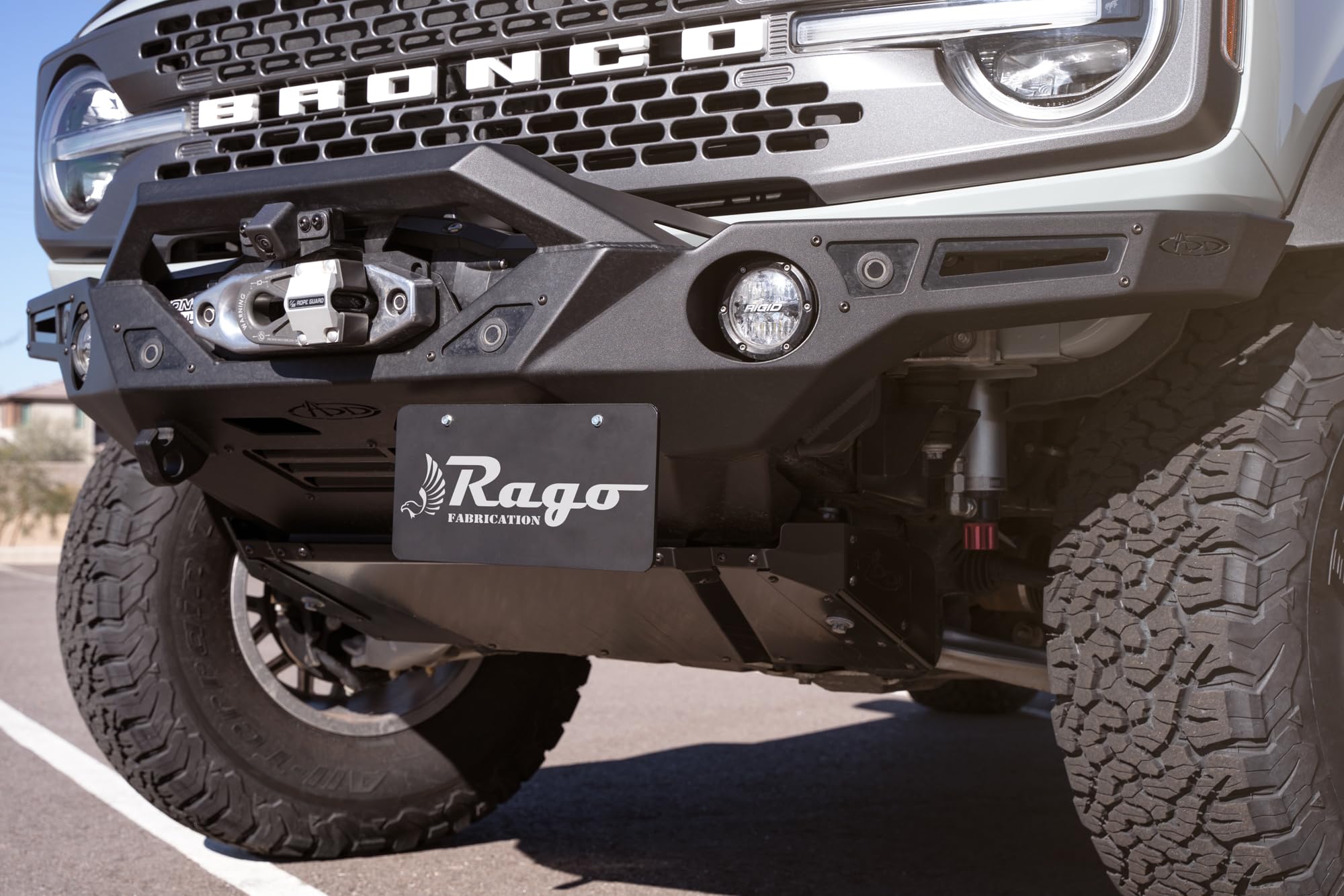 Rago Fabrication Front Bumper Clevis Mounted License Plate Bracket | Designed for Off-Road Aftermarket Bumpers | Adjustable for Universal Clevis Mount Fitment | Made in The USA