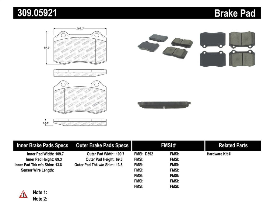 Stoptech Centric 309.05921 Performance Pad