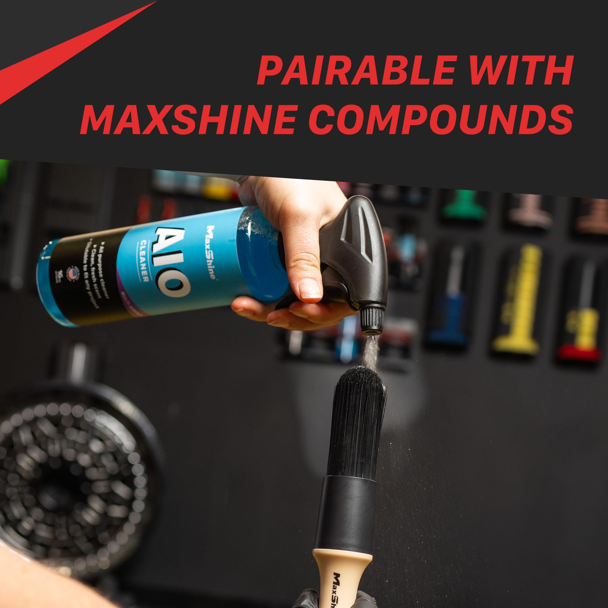 Maxshine Exterior Professional Detailing Brush | Heavy-Duty Stiff Bristle Brush for Wheels, Rims & Tires | Large Off-White Durable Car Detailing Tool for Exterior Cleaning & Auto Care
