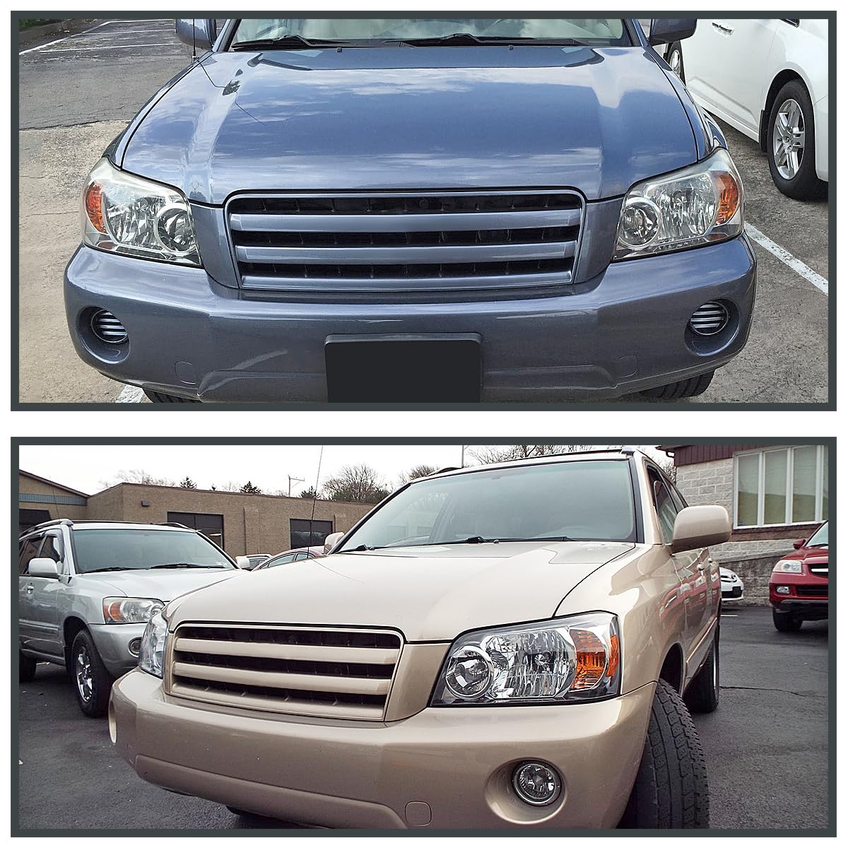 Chrome Headlights SPEC-D TUNING Compatible with 2004-2007 Toyota Highlander, Left + Right Pair Headlamp Assembly