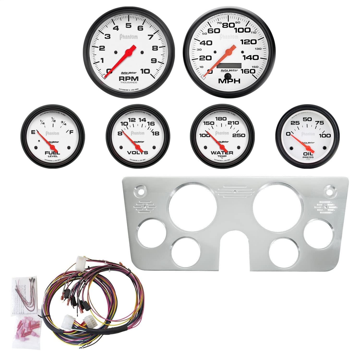 Chevy Truck Auto Meter Direct Fit Dash Kit, 67-72, 2 X 5, 4 X 2-5/8", Phantom (7045-09)