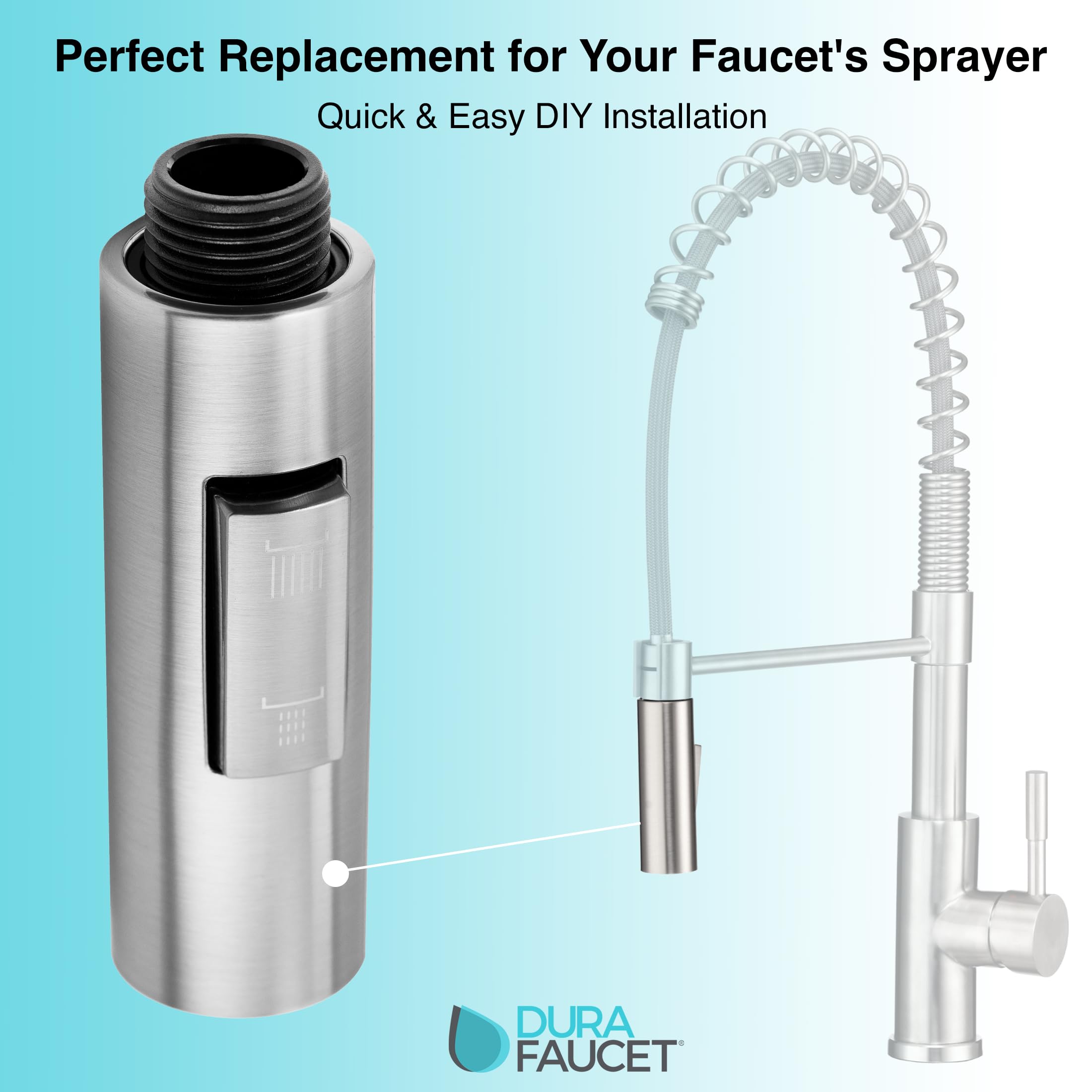 Dura Faucet Replacement Pull-Down Sprayer - Brushed Satin Nickel Streamline