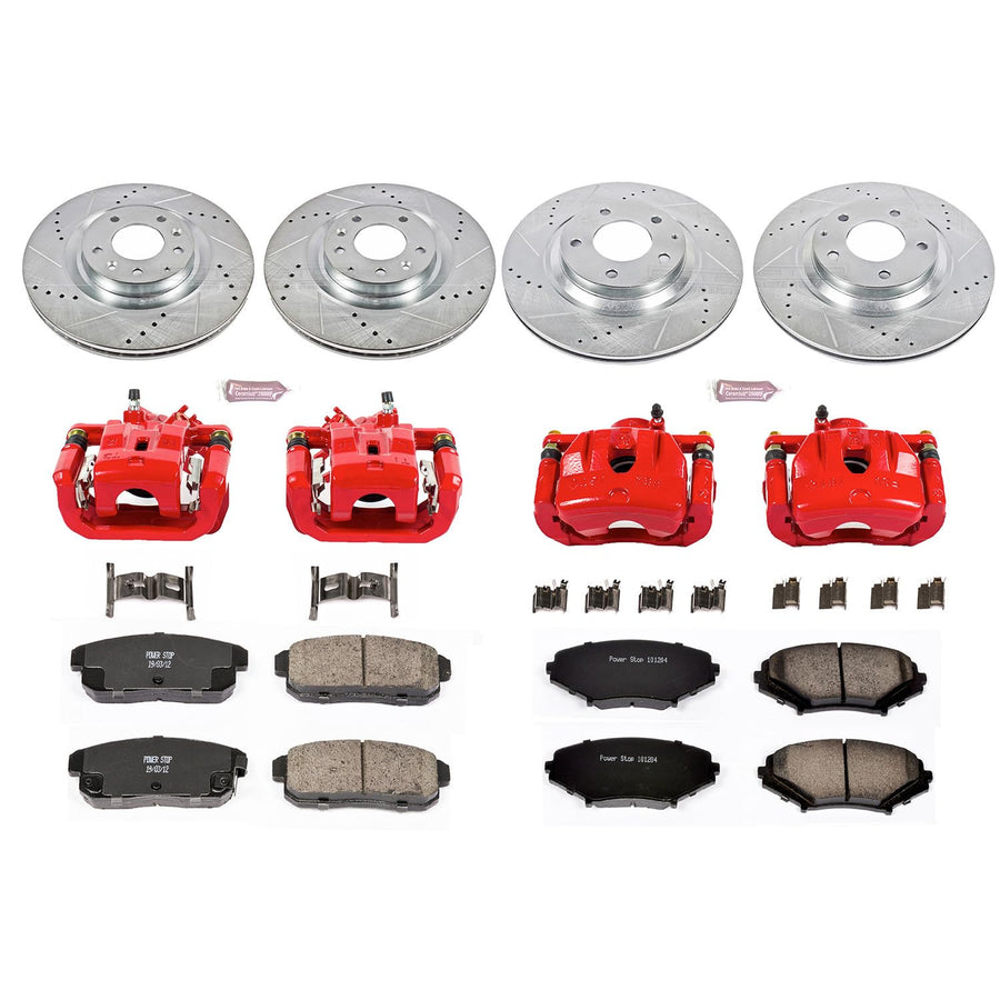 Power Stop Z23 Evolution Sport KC2727 1-Click Brake Kit with Powder Coated Calipers (Brake Pads, Drilled/Slotted Rotors) For Mazda RX-8 2004-2011 [Model Specific]