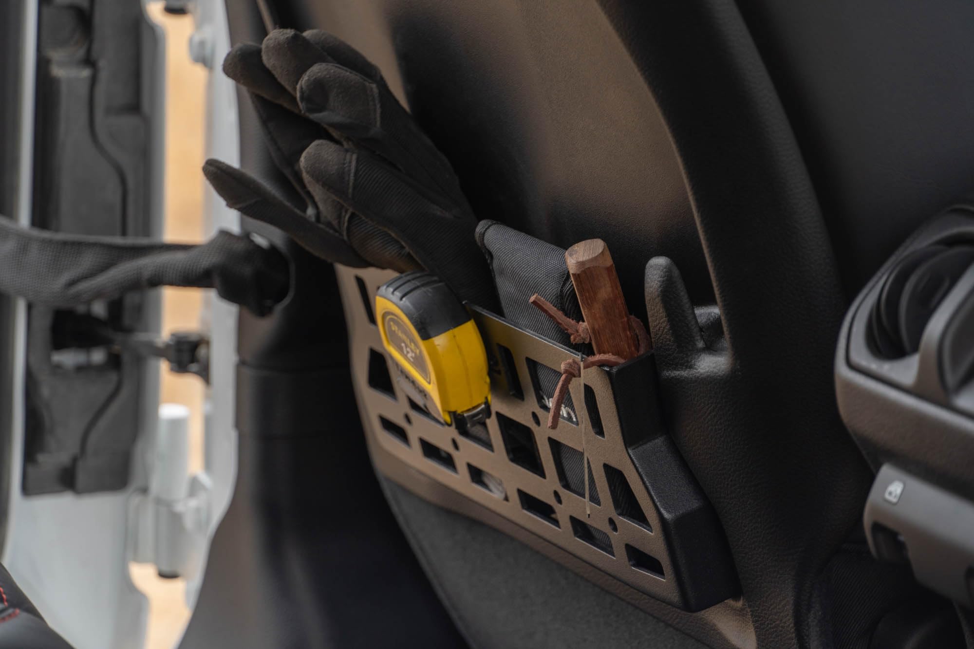 Molle Pockets for DV8 Offroad Seat Back 2018-2025 Jeep Wrangler & Gladiator Rubicon/Mojave | Replaces the Weak Factory Netting | Molle Design for Mounting Gear & Accessories | Black Powder Coat