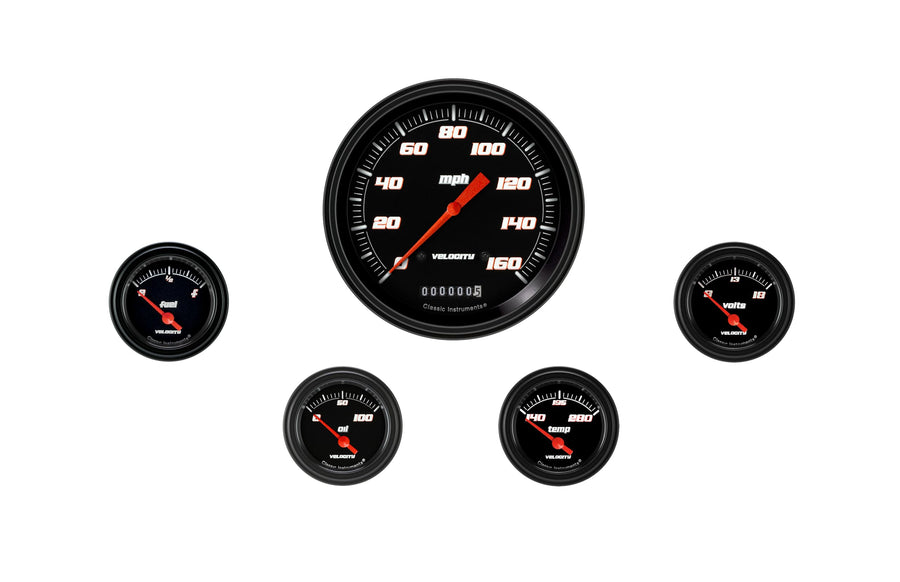 Velocity Black Classic Instruments 5 Gauge Set - GM