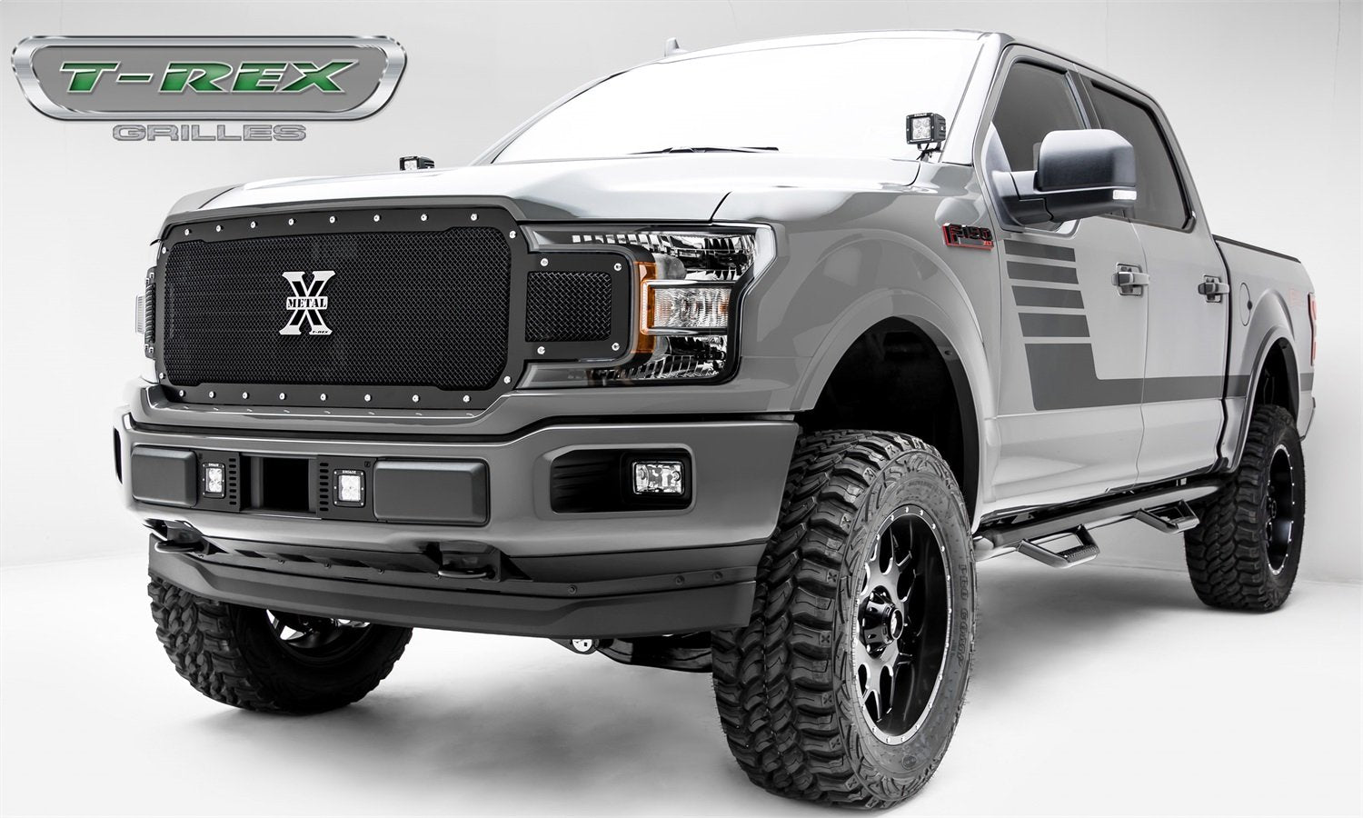 X-Metal Grille, 2018-2020 F-150, Black, 1 Pc, Replacement, Chrome Studs, Does Not Fit Vehicles with Camera - PN #6715711