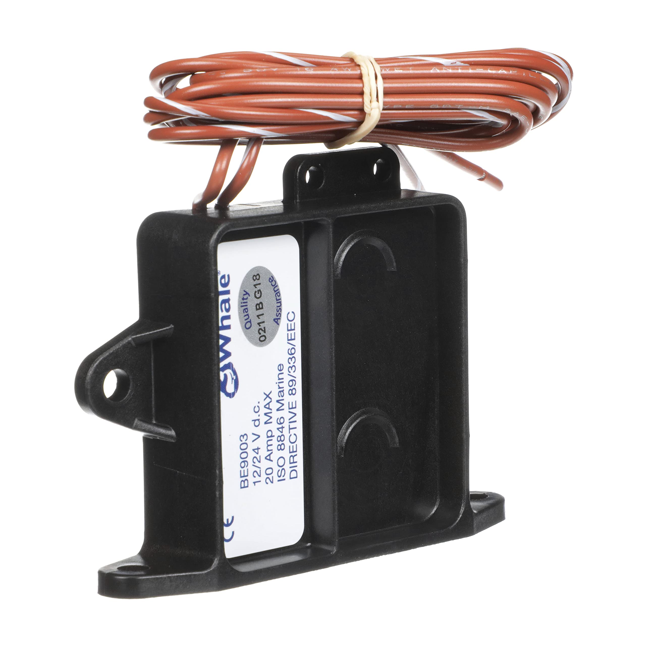Whale BE9003 Electric Sensor Field Switch, 12V or 24V, Suitable for Up to 20 Amps, Black