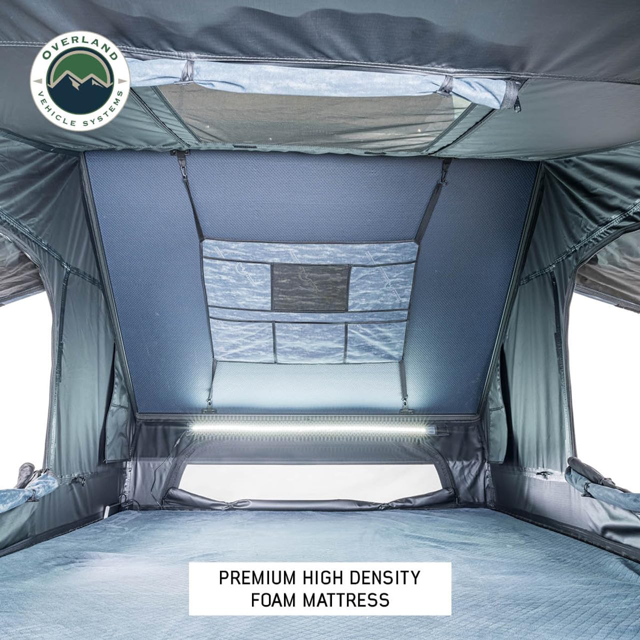 XD Everest Overland Vehicle Systems Cantilever Aluminum Hard Sheel Roof Top Tent with Black Out Kit - Grey Body & Black Rainfly (2 Person Roof Top Tent)
