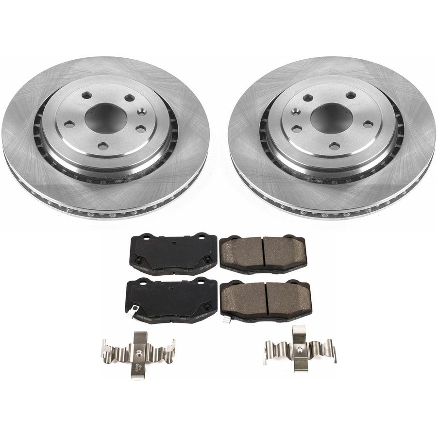 Power Stop KOE7045 Rear Replacement Brake Kit-OE Brake Rotors & Ceramic Brake Pads For Cadillac ATS 2016-2018, Chevrolet Camaro 2016-2021 [Model Specific]