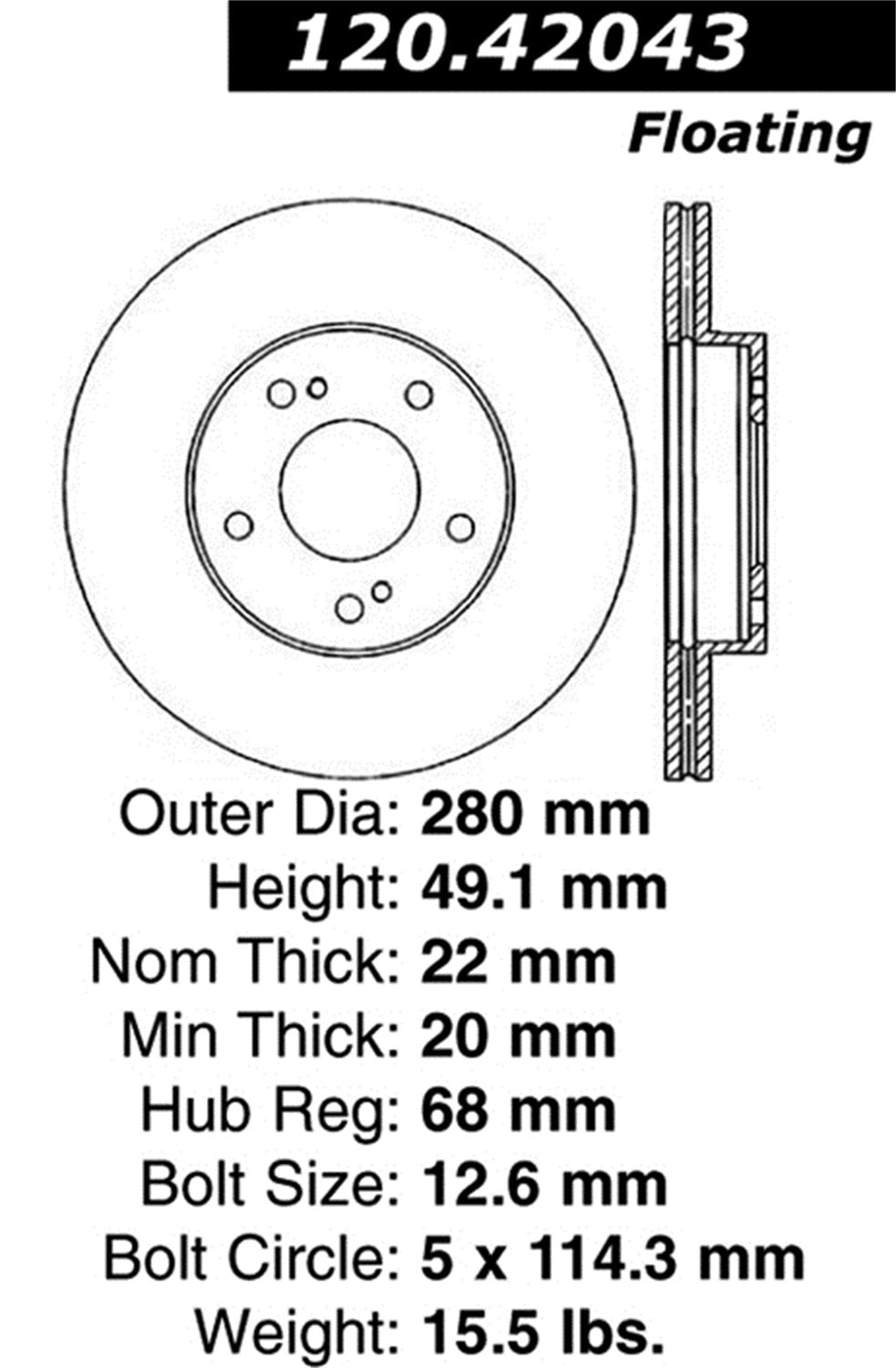 Sport Drilled/Slotted Brake Rotor StopTech 127.42043R (Front Right), 1 Pack