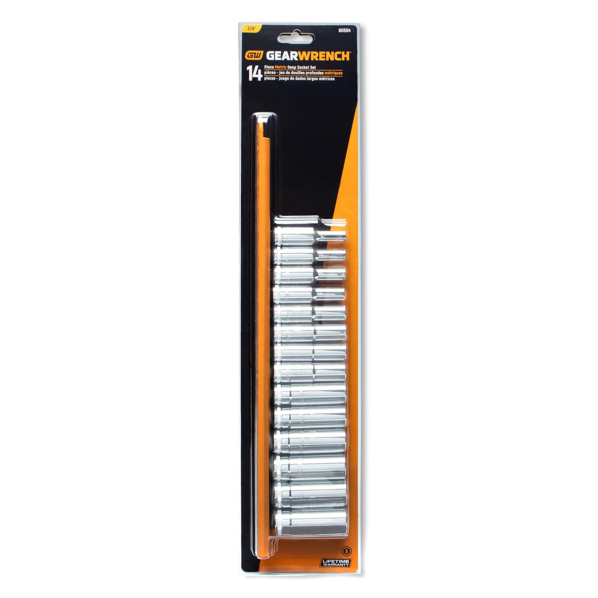 14 Piece GEARWRENCH 3/8" Drive 6 Pt. Deep Socket Set, Metric - 80554
