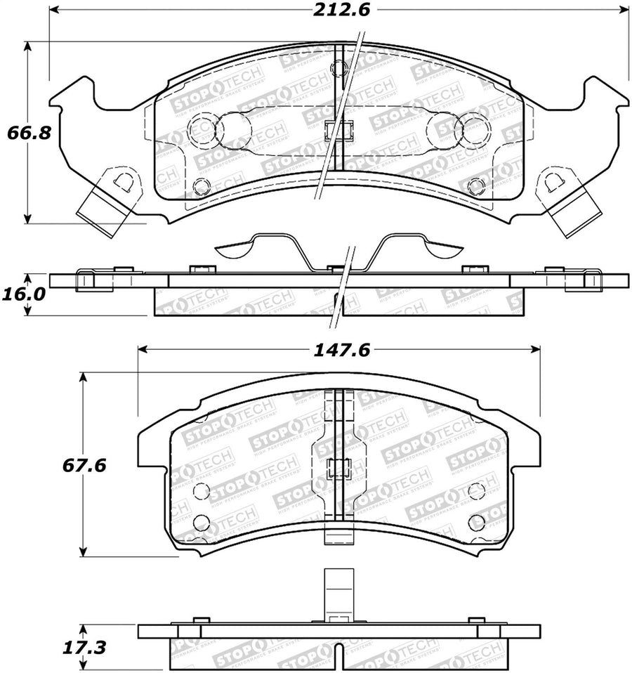 Front StopTech 308.06230 Brake Pads with Shims and Hardware Street