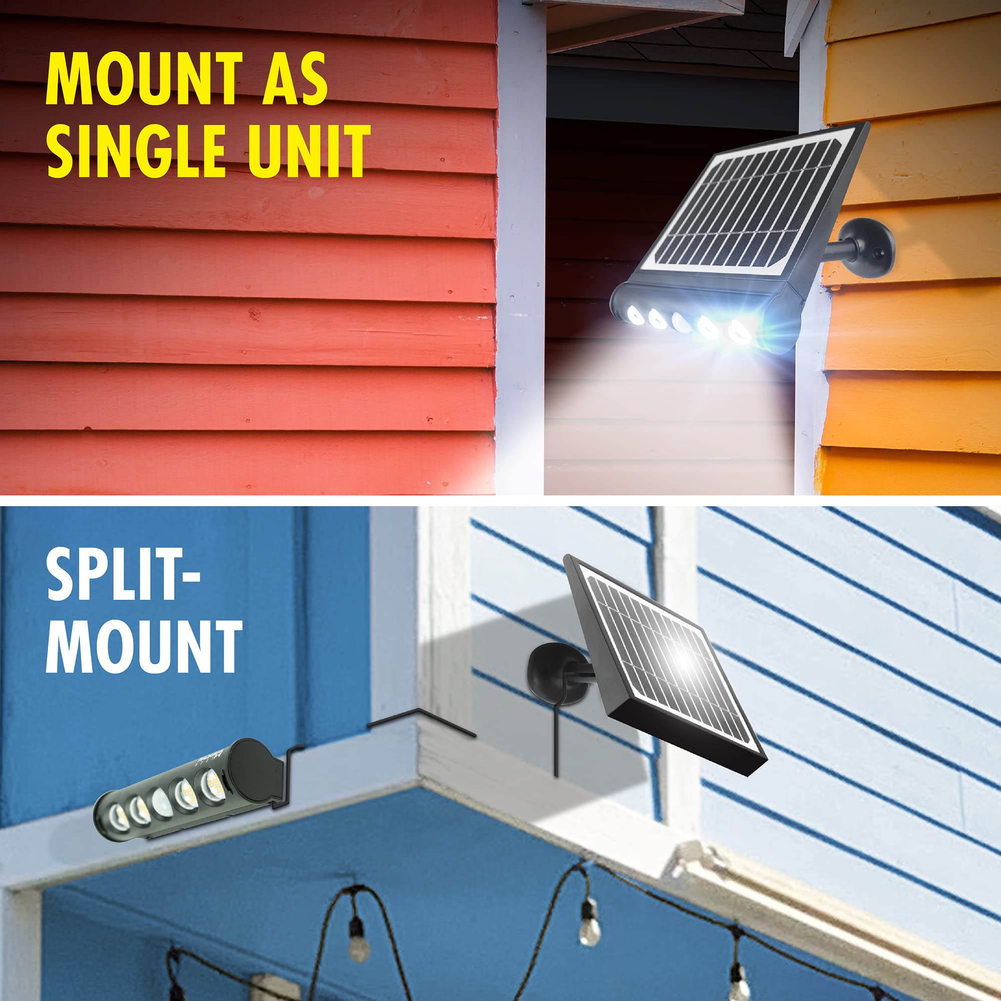 Wagan 1000 Lumen EL8567 LED Solar Wall Light in and Out Flood Light Detachable Motion Sensor Waterproof Weatherproof Dusk to Dawn Light for Outdoor Garden Yard Path Parking Lot