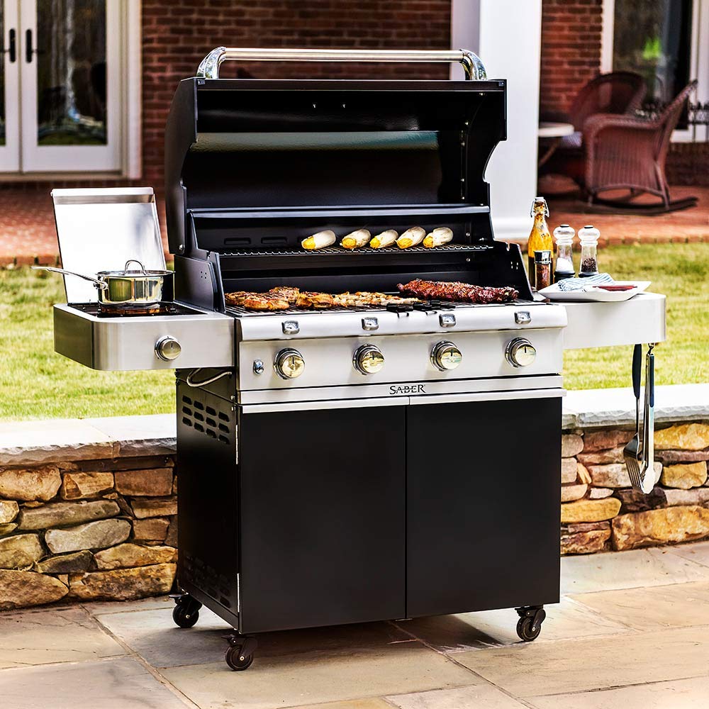 Saber Grills R67CC1117 4-Burner Cast Black Grill Cart