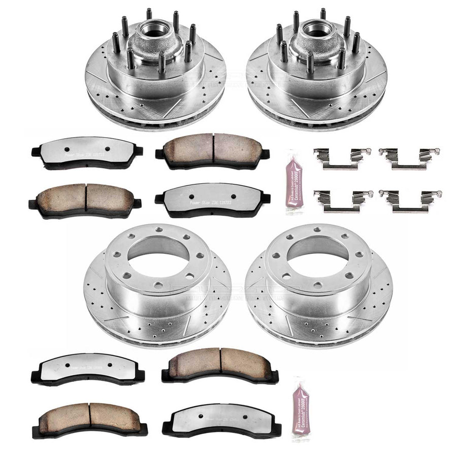 Power Stop Z36 Truck & Tow Brake Kit K1894-36 Front and Rear, Carbon Fiber Ceramic Brake Pads and Drilled/Slotted Brake Rotors For Excursion, F-250 Super Duty, F-350 Super Duty [Model Specific]