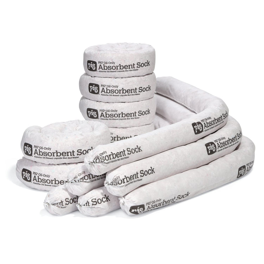 Oil-Only PIG Absorbent Sock - 12 Pack - 3" x 48" Sock - Absorbs up to 1 Gallon per Sock - SKM210