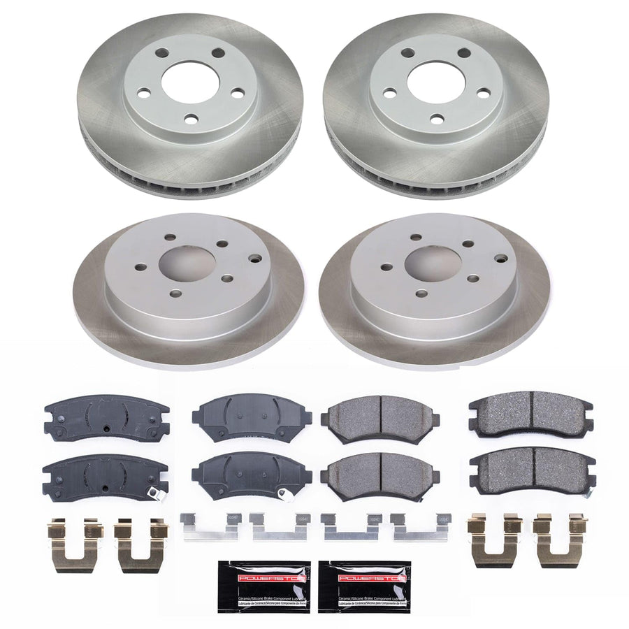 Power Stop SC9142 Brake Kit Front and Rear With Semi-Coated Brake Rotors and Ceramic Brake Pads & Hardware For Oldsmobile Silhouette 2004-2002 [Application Specific]