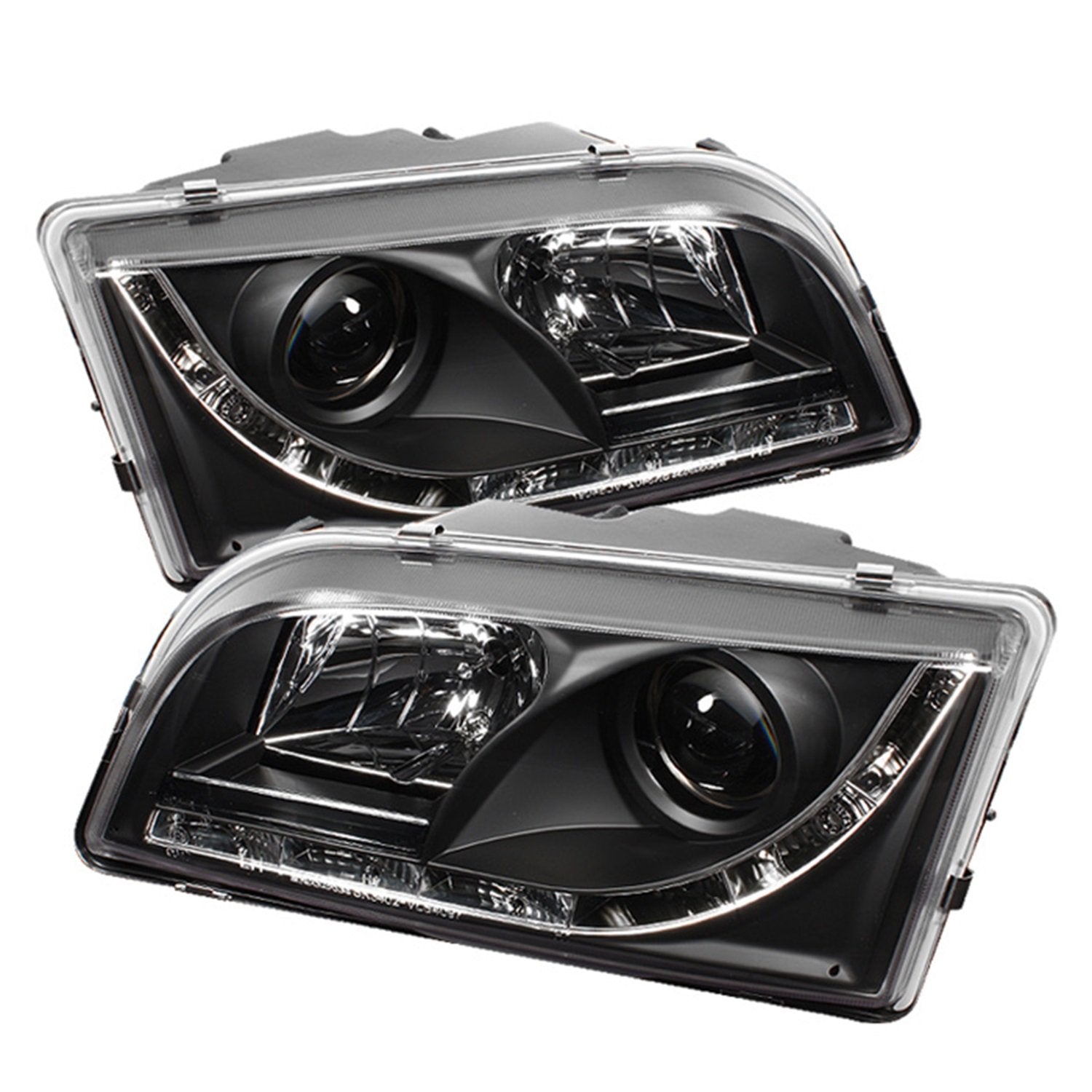 Volvo S40 97-03 Spyder 5030351 Projector Headlights - DRL - Black - High H1 (Included) - Low H1 (Included)