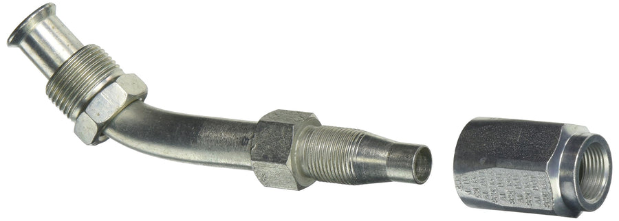 8C5E-8RMIX45 Gates Field Attachable for C5E Hose, Male SAE 45 Flare Inverted Swivel, 45 Bent Tube, Steel, 13/32" ID