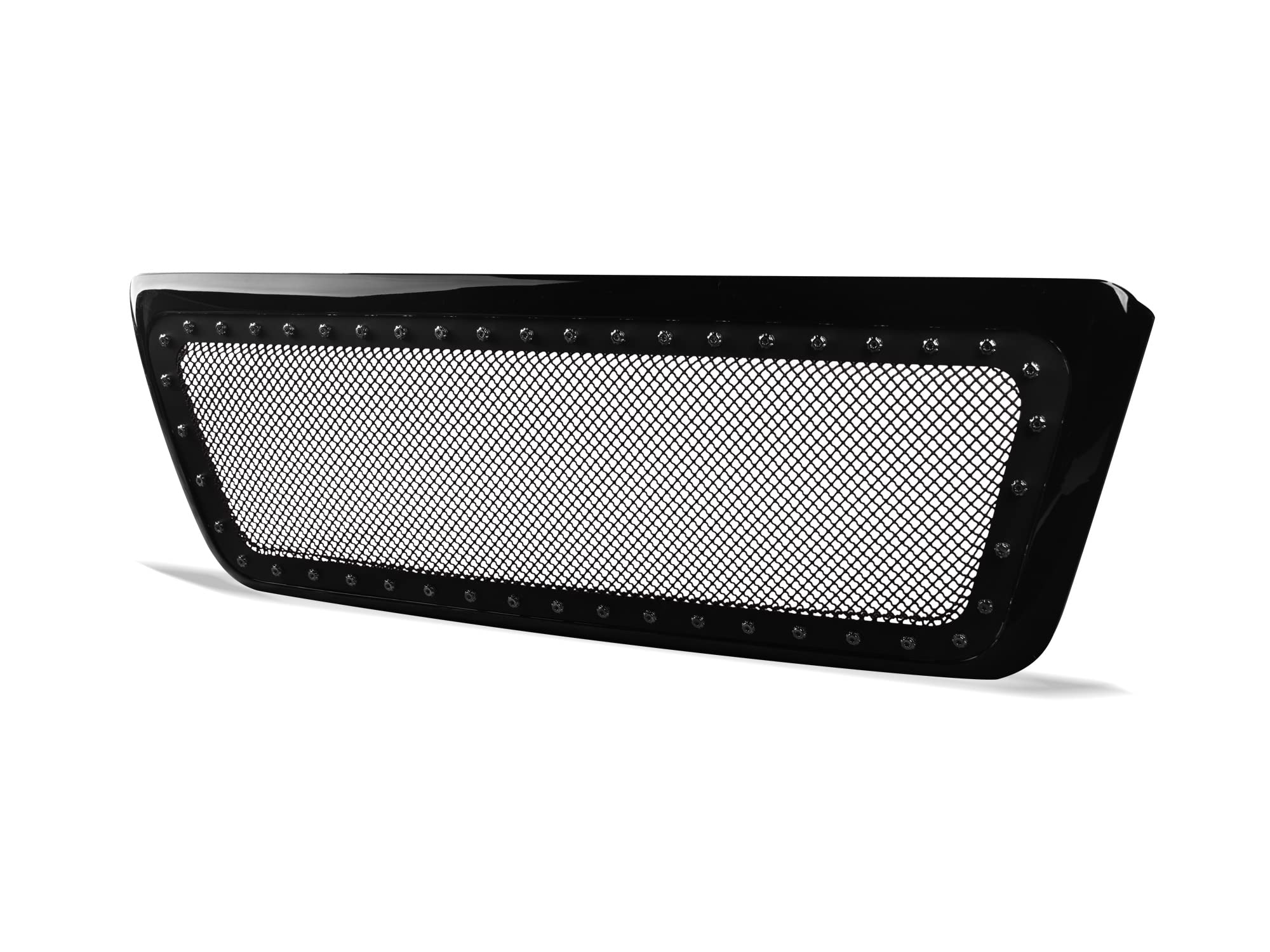 Studded Mesh Grille Armordillo USA Fits 2004-2008 Ford F-150-Gloss Black